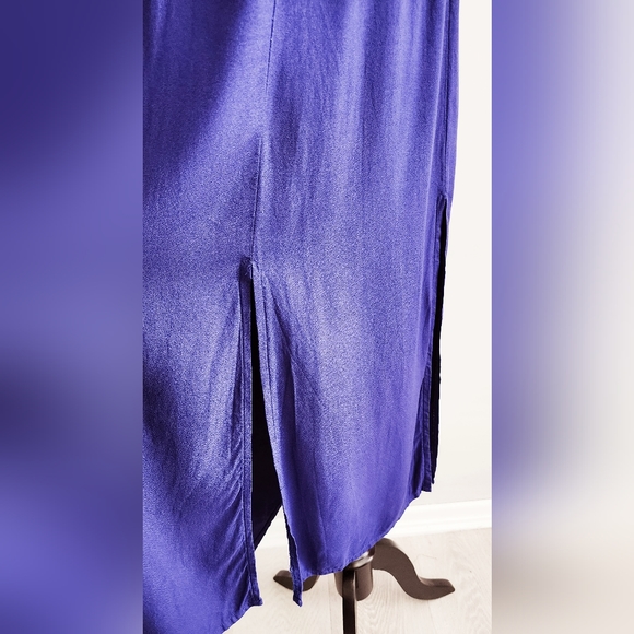 LABEL & LOVE Women Midi Dress Size M Blue Sleeveless Round Neck Button Backless - Picture 2 of 4